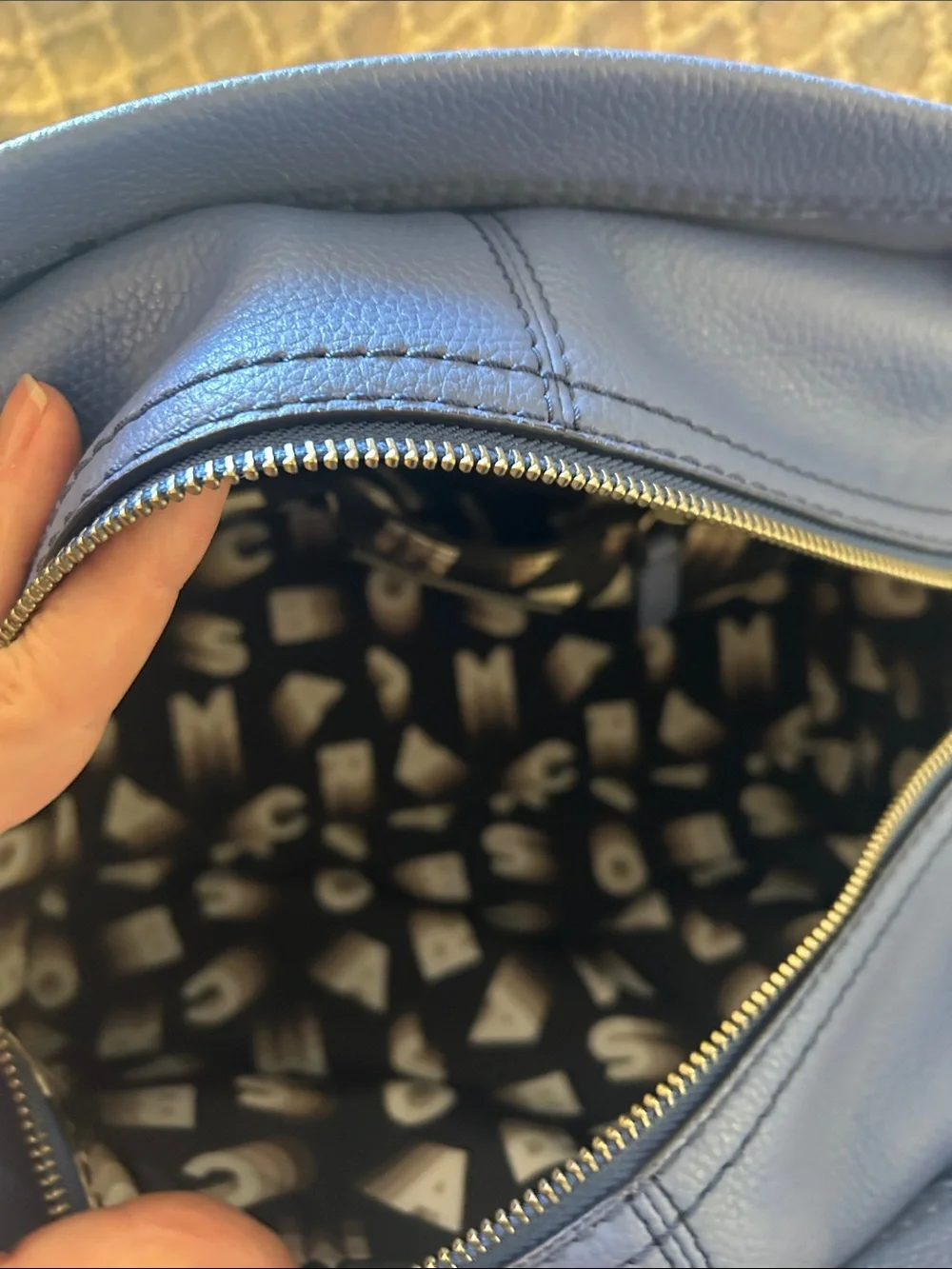 Marc Jacobs Blue Pebbled Leather Cruiser Satchel